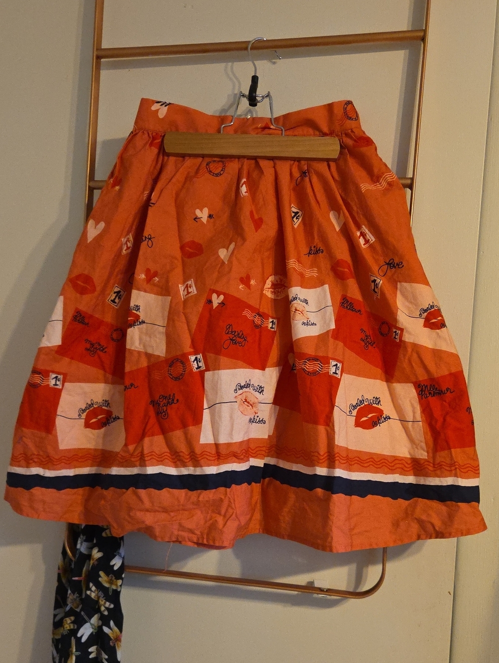 Modcloth Pink Love Letters Patterned A-Line Skirt